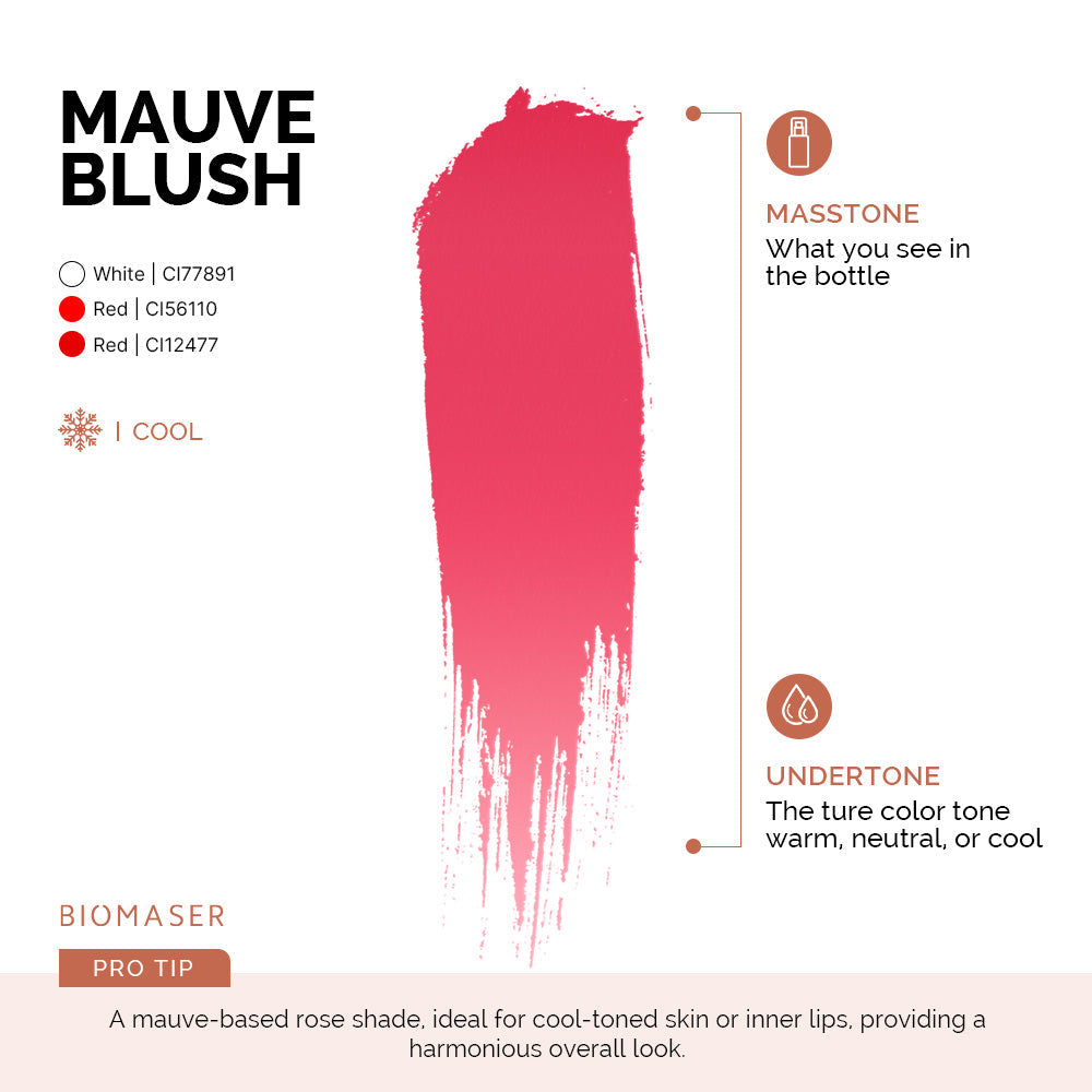 Tinta pigmentada BiomaserPowder PMU para labios, rubor malva | Rosa frijol
