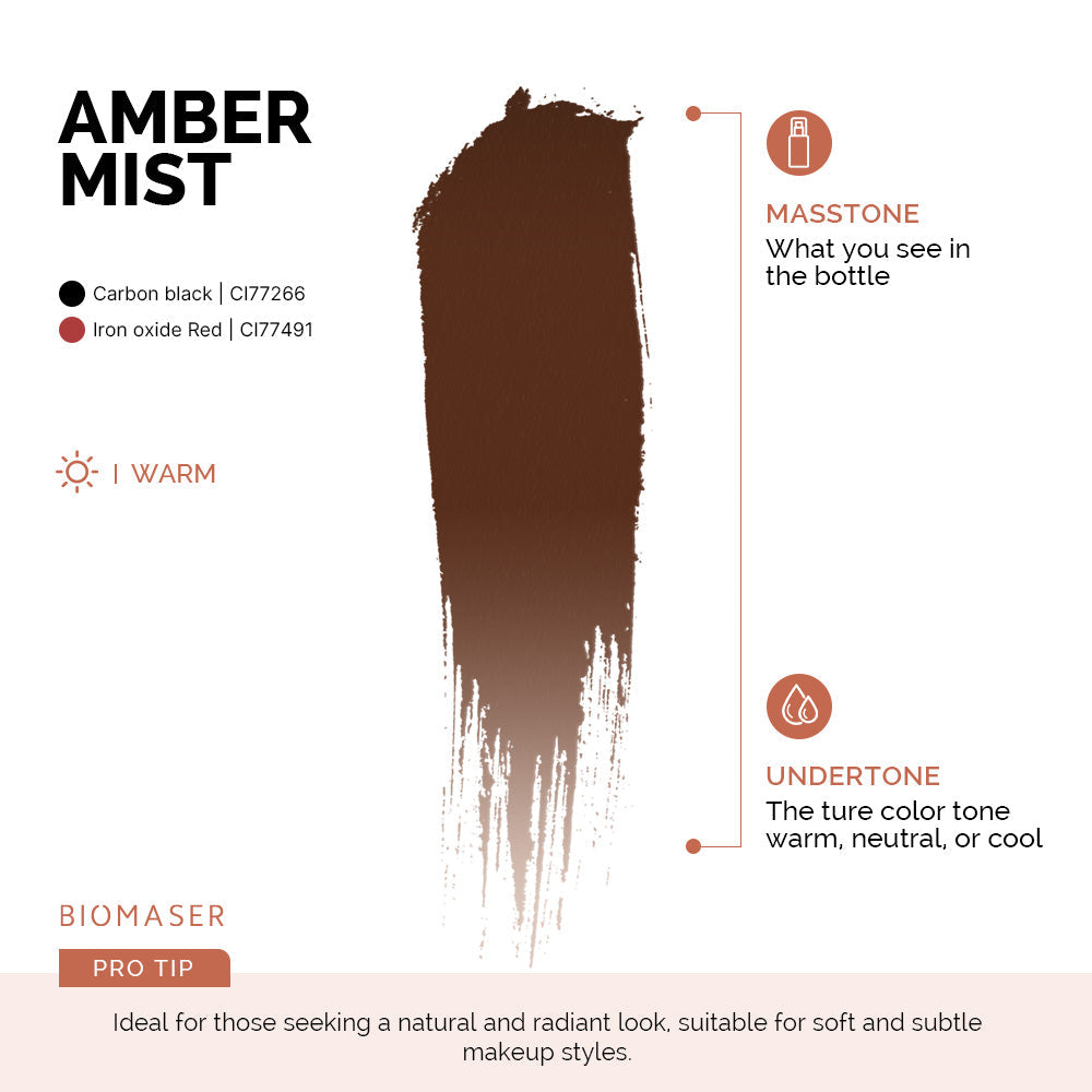 Tinta pigmentada Biomaser Powder PMU para cejas, color ámbar | Marrón ámbar