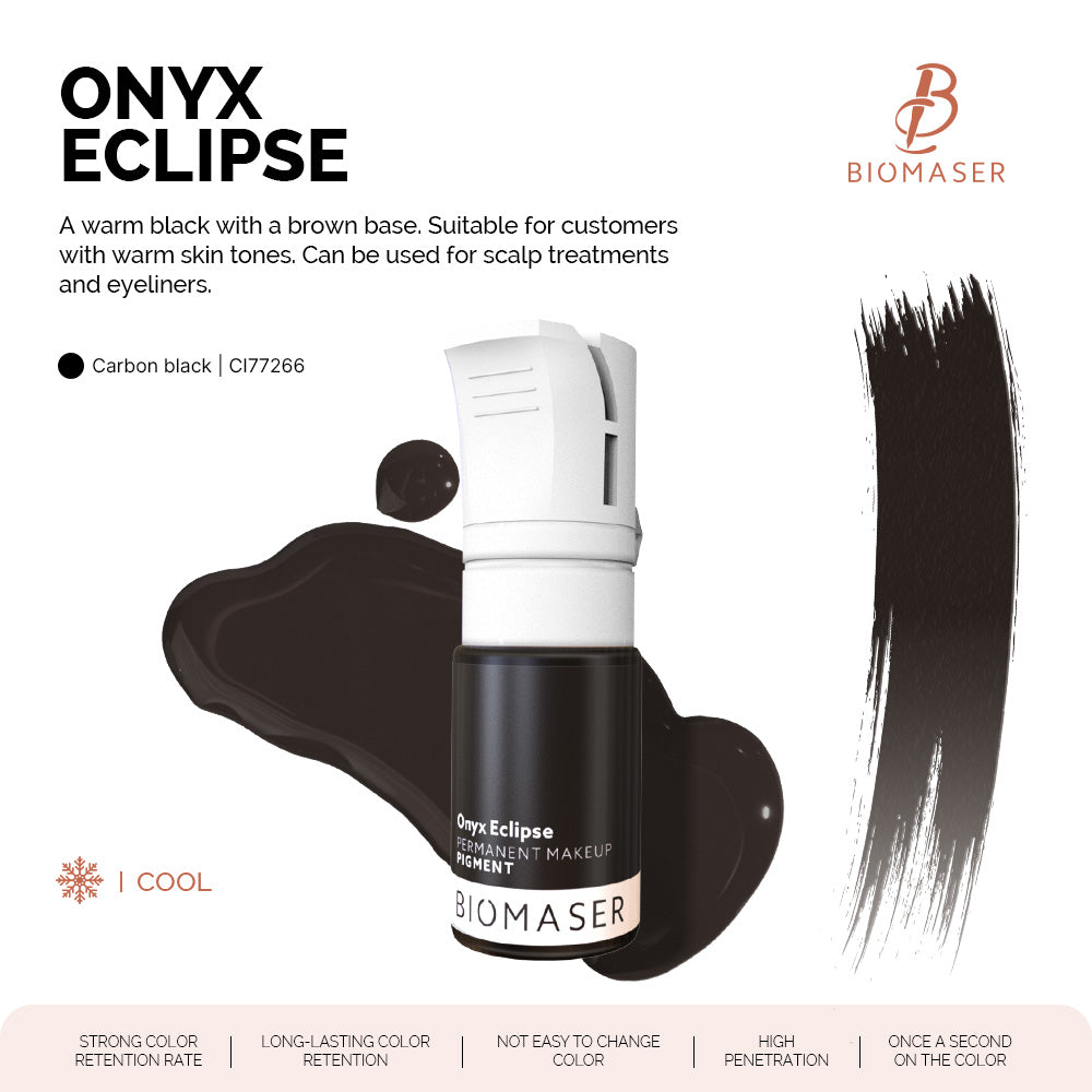Biomaser Powder PMU Pigment Ink for Eyeliner & Scalp, Onyx Eclipse | 02 Ink Black