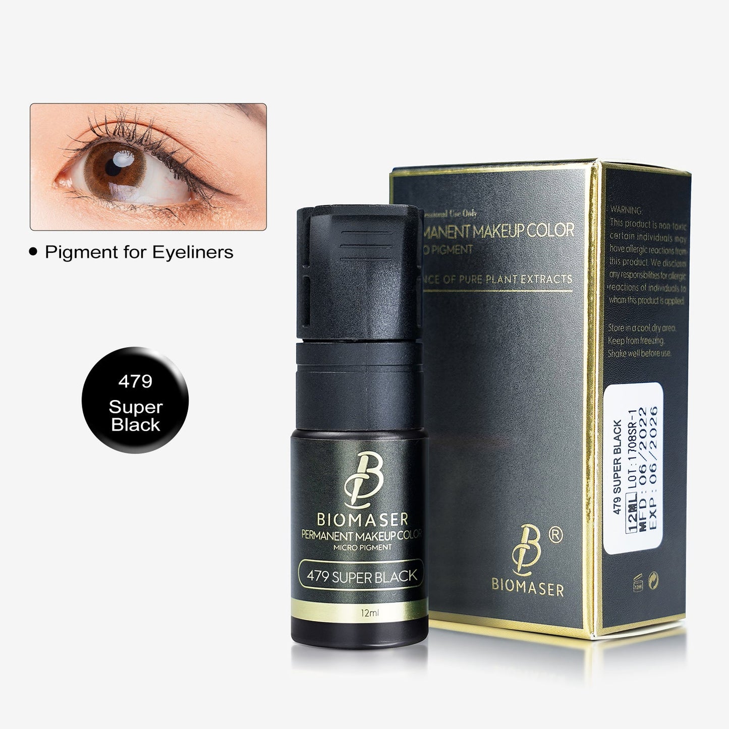 Delineador de ojos líquido Biomaser, tinta pigmentada para máquina de micropigmentación de maquillaje permanente, pigmento de 12 ml