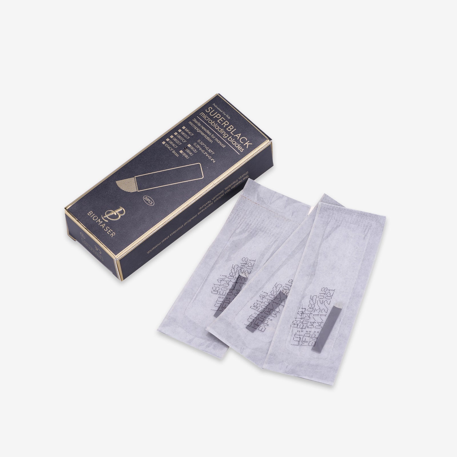 Agujas desechables Biomaser Super Black para microblading, maquillaje permanente, 20 unidades
