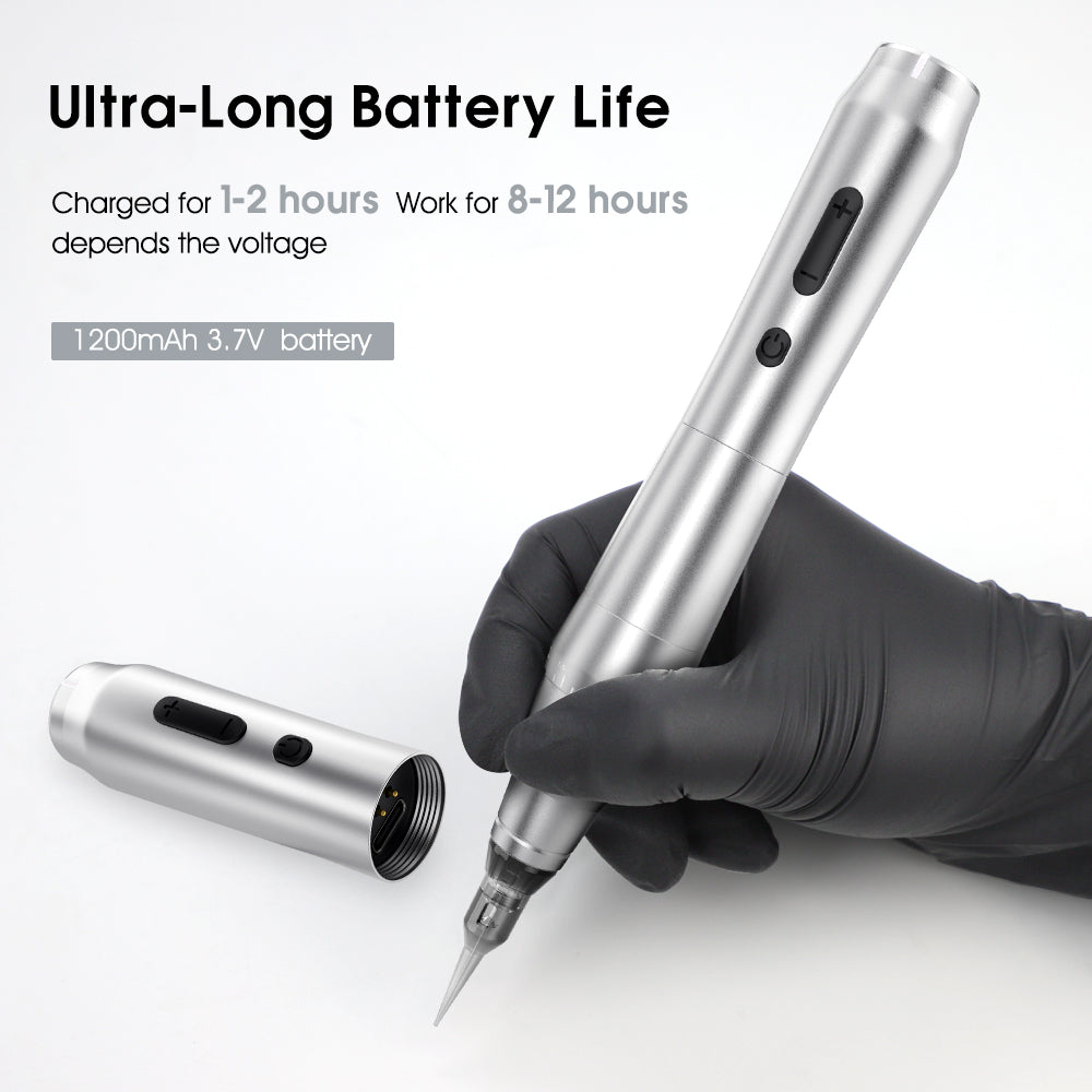 Biomaser TP010 Wireless PMU Machine Kit - Dual Battery, Swiss Motor, Silent for Eyebrows & Lips