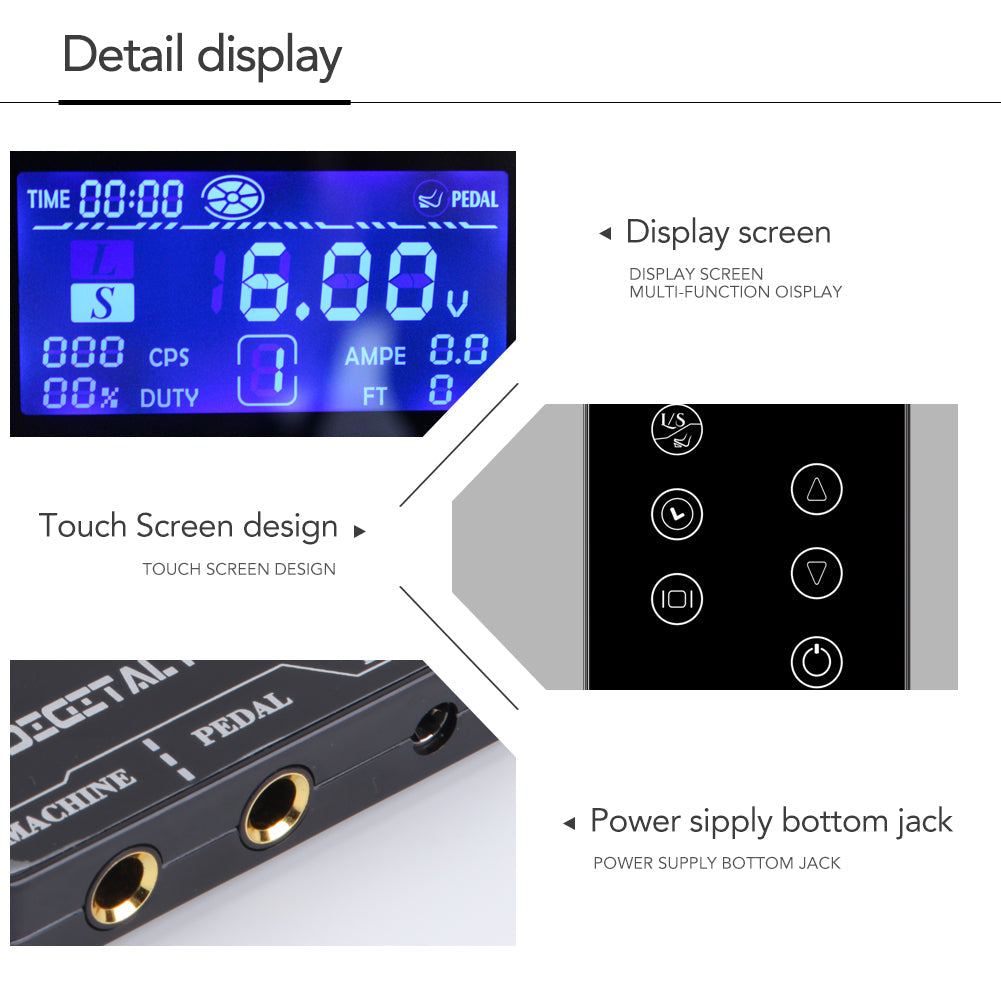 Fuente de alimentación para máquina de tatuaje dual TP-5 con pantalla táctil LCD digital inteligente ThunderlordPower