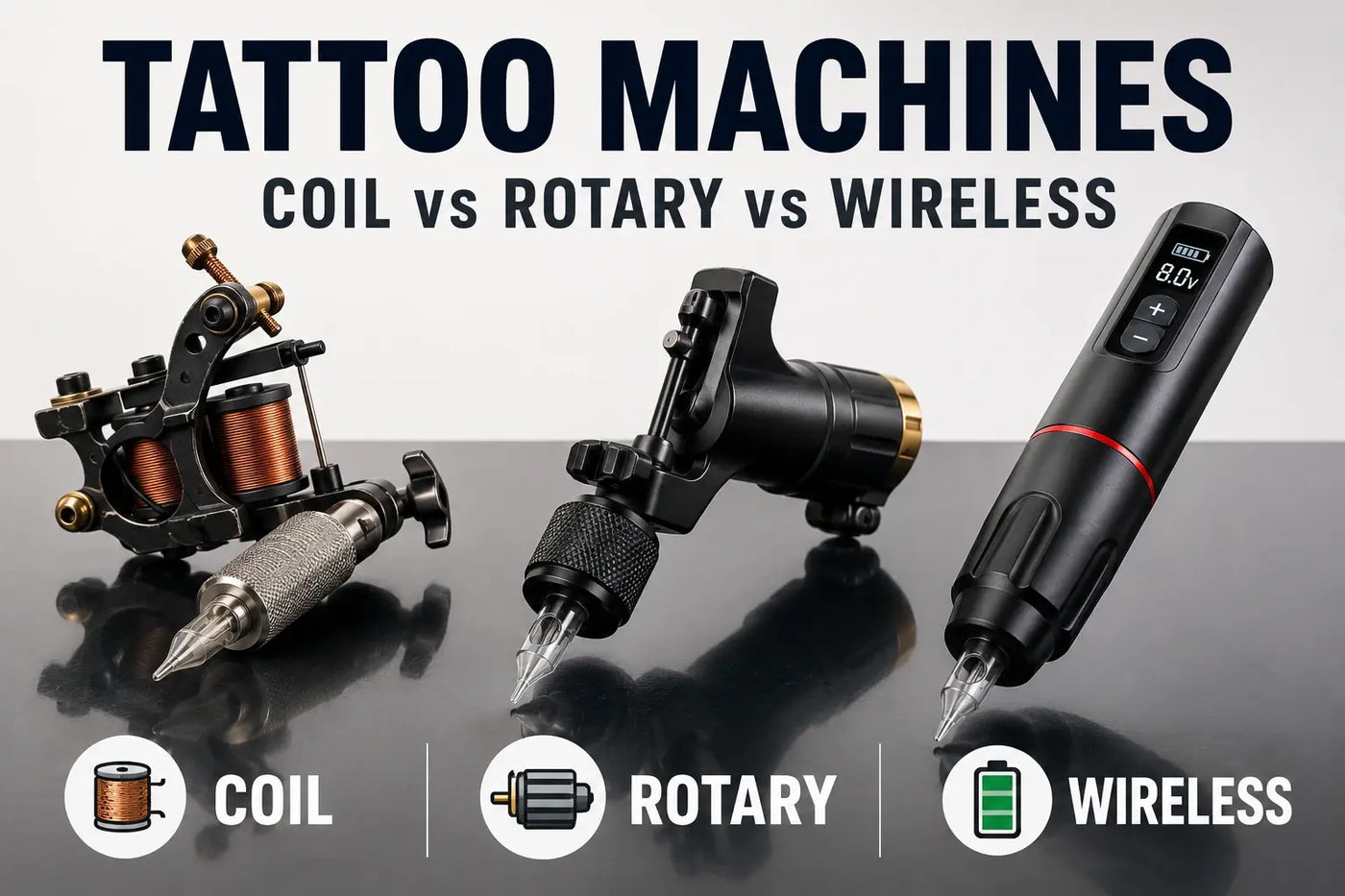 Tattoo Machine Types: Coil vs Rotary vs Wireless — Which One Should You Buy?