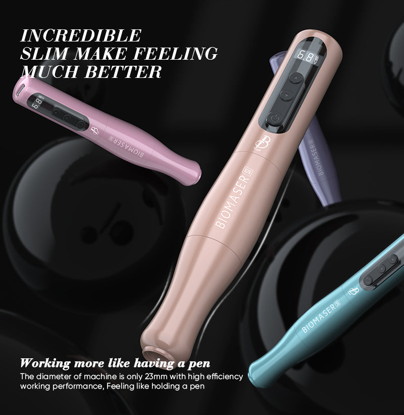 Biomaser P90 PRO Wireless PMU Pen - Long-Lasting, Silent & Portable for Brows/Lips/Eyeliner