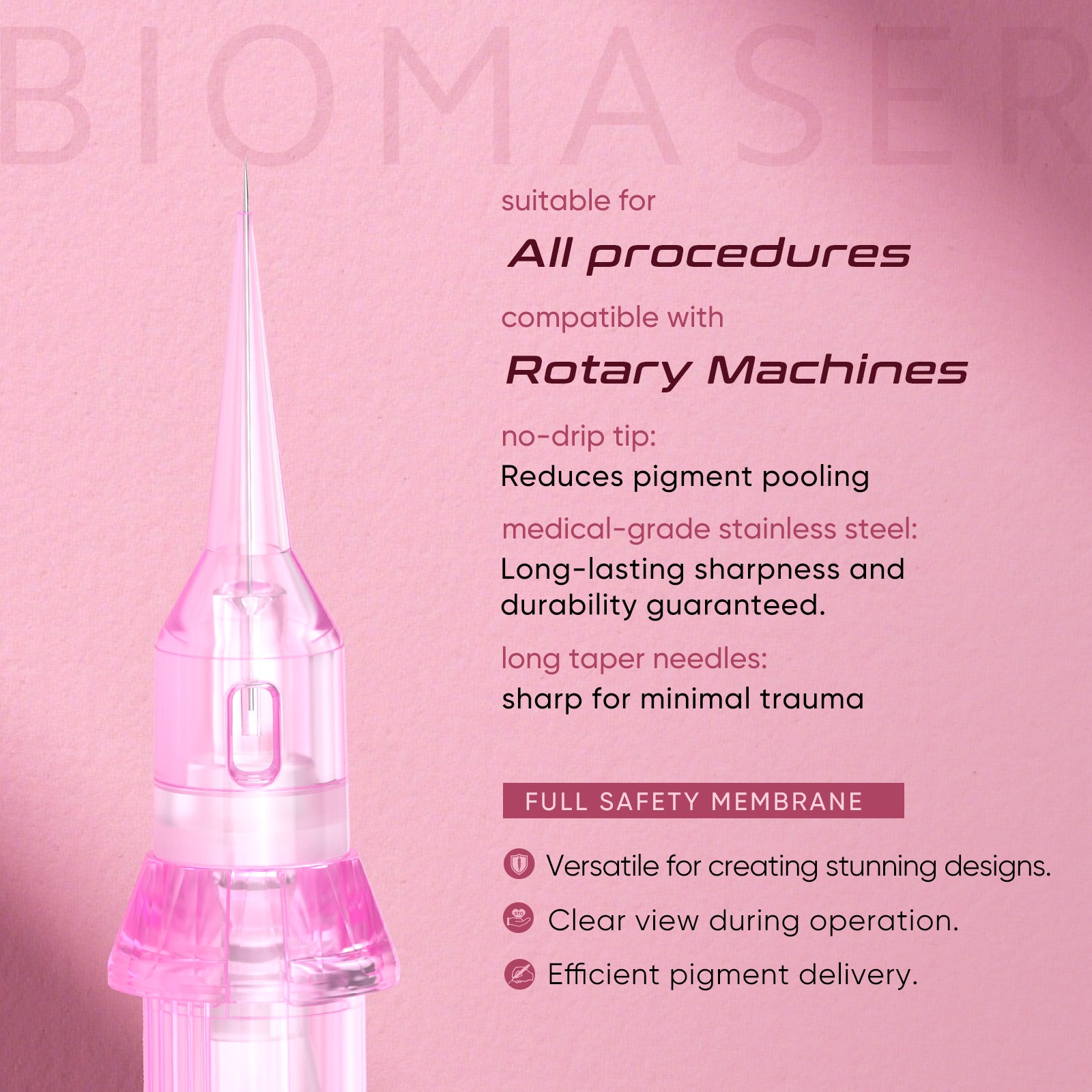 Biomaser Pinky Pro 1R Round Liner Universal Cartridge Needles