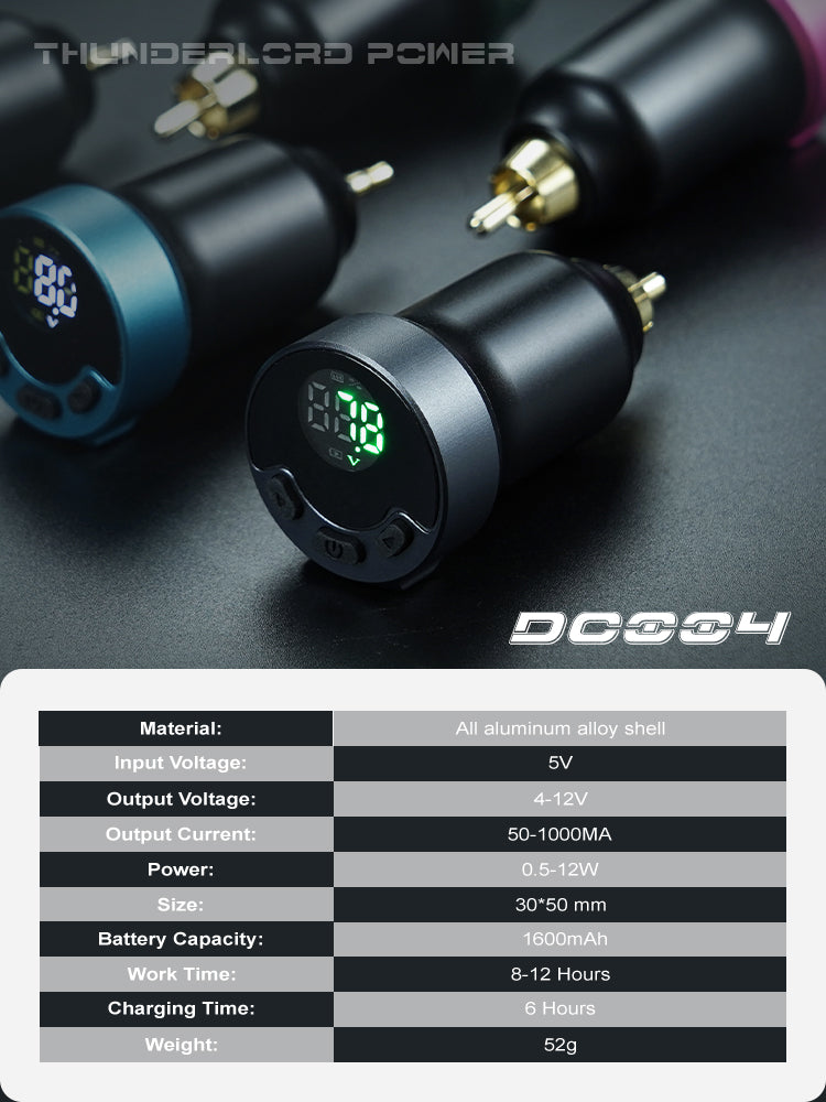 Thunderlord Power Digital Wireless Tattoo Power Supply DC004