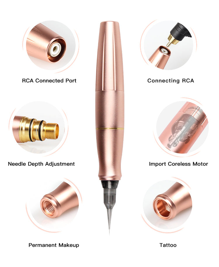 Kit de máquina de tatuaje PMU con cabezal doble CTGE004 para aguja de cartucho de tatuaje universal y aguja de rosca BMX Thunderlord P90