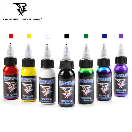Kit de tinta para tatuajes Thunderlordpower, 7 colores, 1 oz/30 ml por botella 