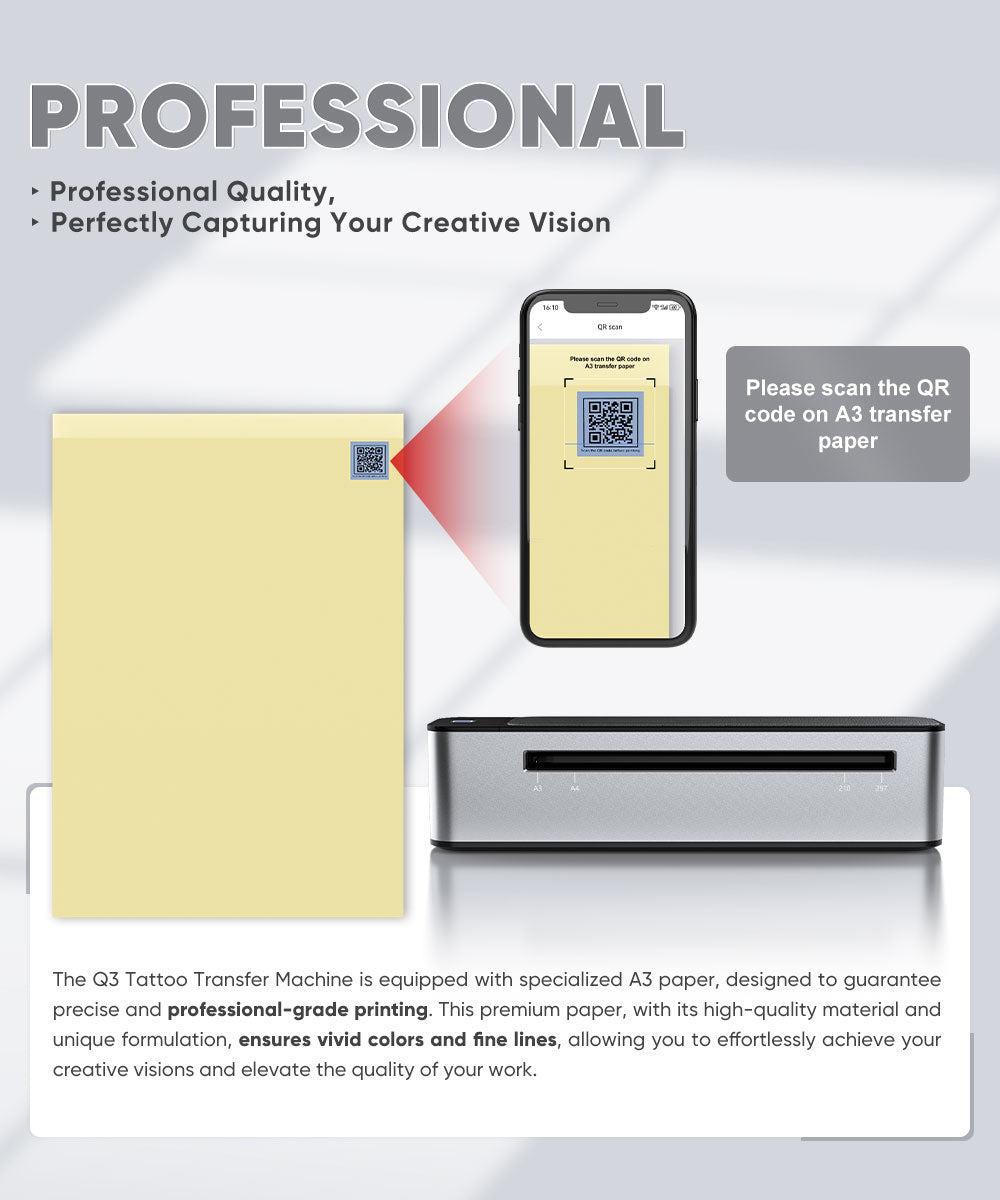 Papel de transferencia Thunderlord A3 para impresora de tatuajes inteligente de gran tamaño, sensible al calor e inalámbrica con interconexión.