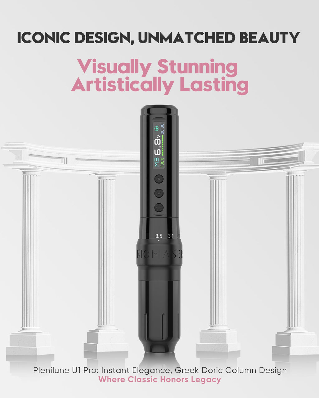 Biomaser U1 Pro Wireless Tattoo PMU Machine Adjustable Stroke Dual Battery