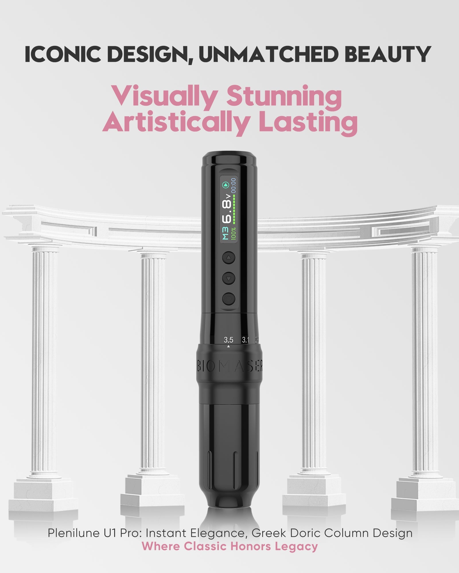 Biomaser Plenilune U1 Pro Wireless Tattoo & PMU Machine With Adjustable Stroke