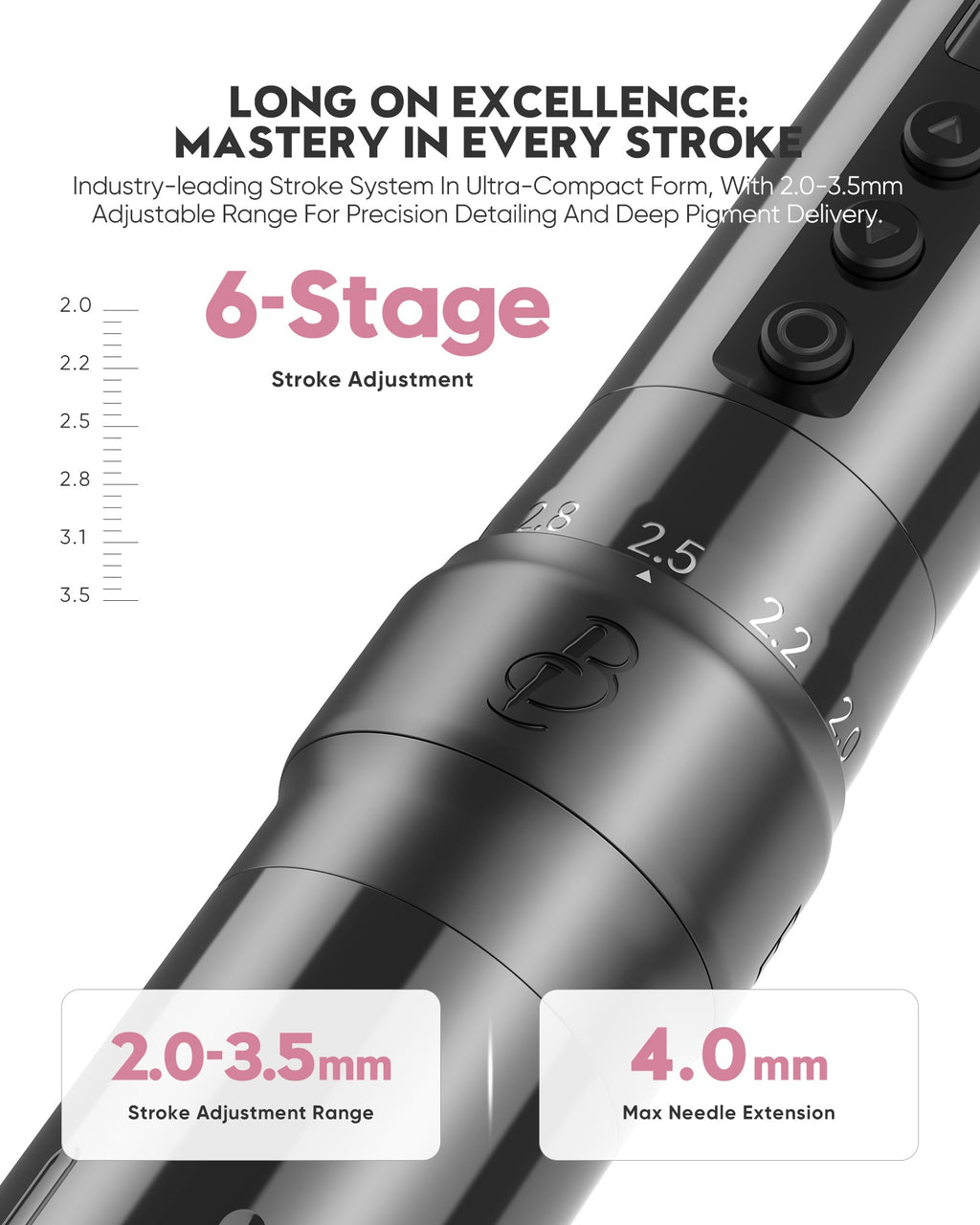 Biomaser U1 Pro Wireless Tattoo PMU Machine Adjustable Stroke Dual Battery