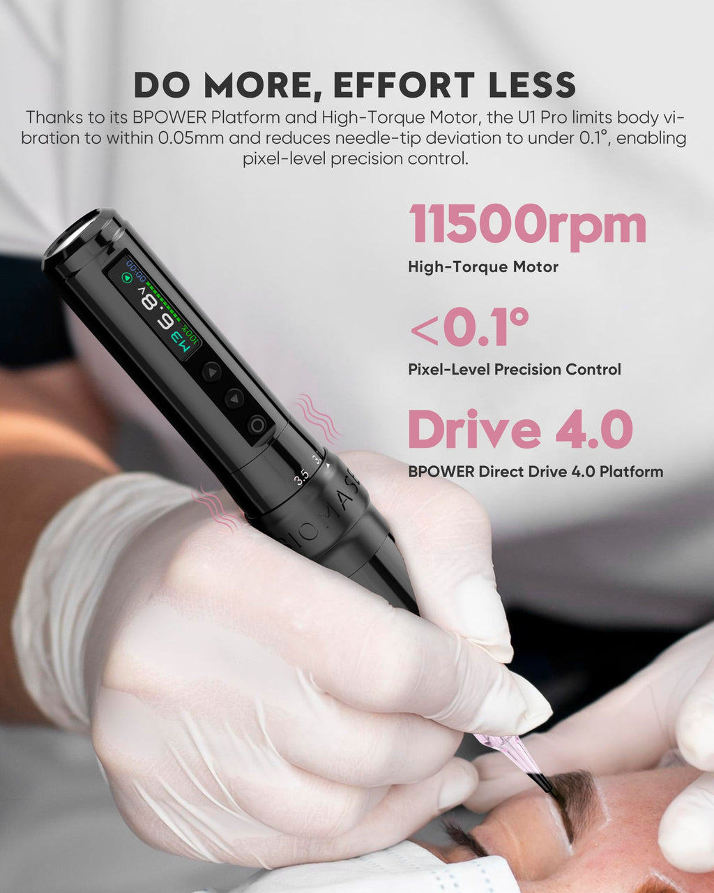 Biomaser U1 Pro Wireless Tattoo PMU Machine Adjustable Stroke Dual Battery