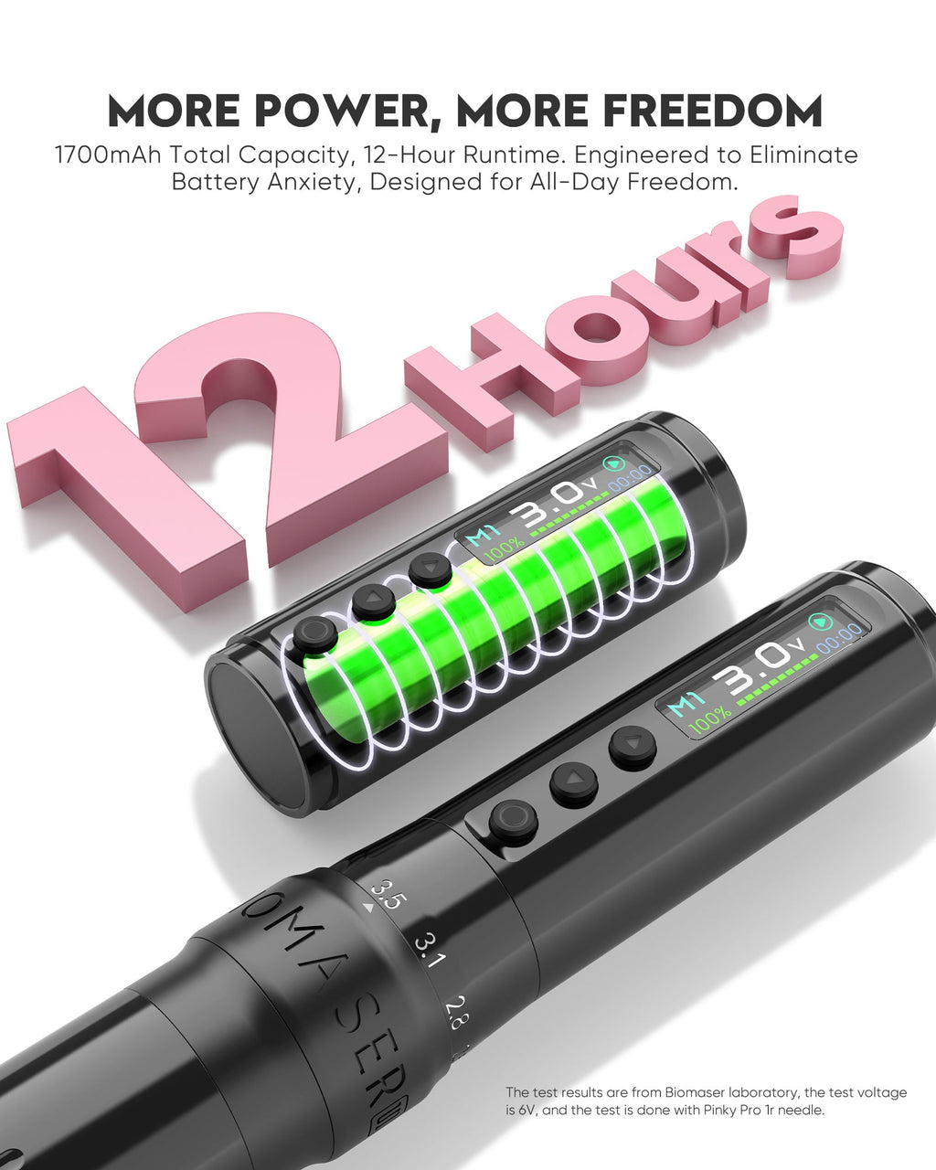 Biomaser U1 Pro Wireless Tattoo PMU Machine Adjustable Stroke Dual Battery