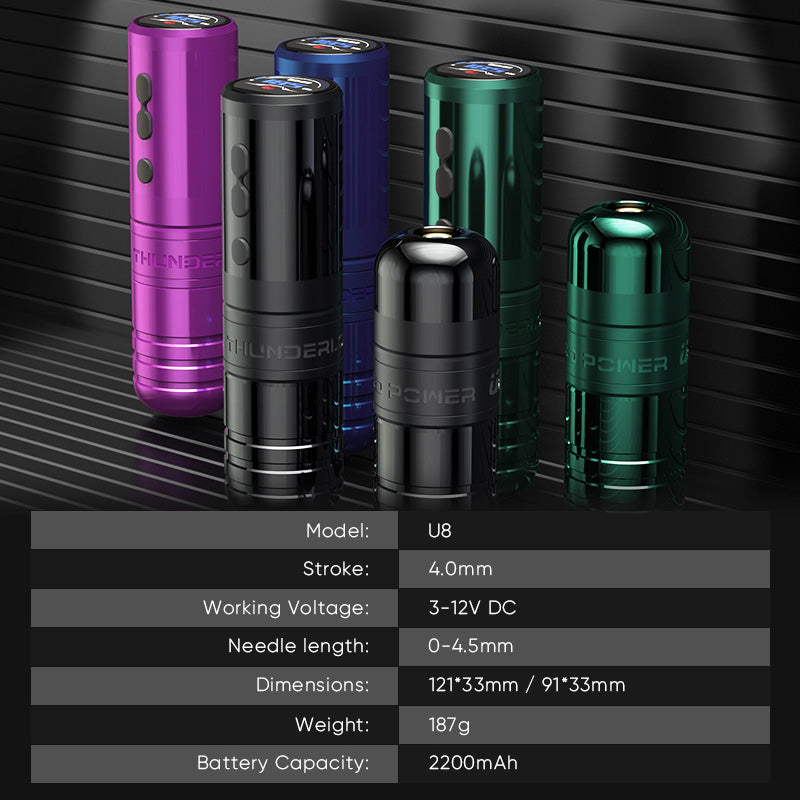 Thunderlord Power U8 Wireless Tattoo Machine Adjustable Frequency